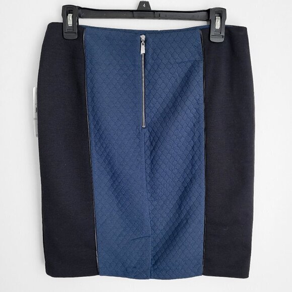 NWT Laundry by Shelli Segal Black Blue Quilted Mini Pencil Skirt - Picture 5 of 7